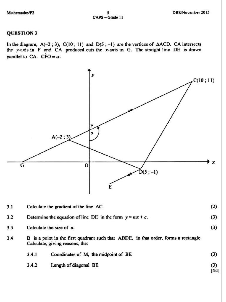 Analytical Geometry g11 Past Papers | PDF