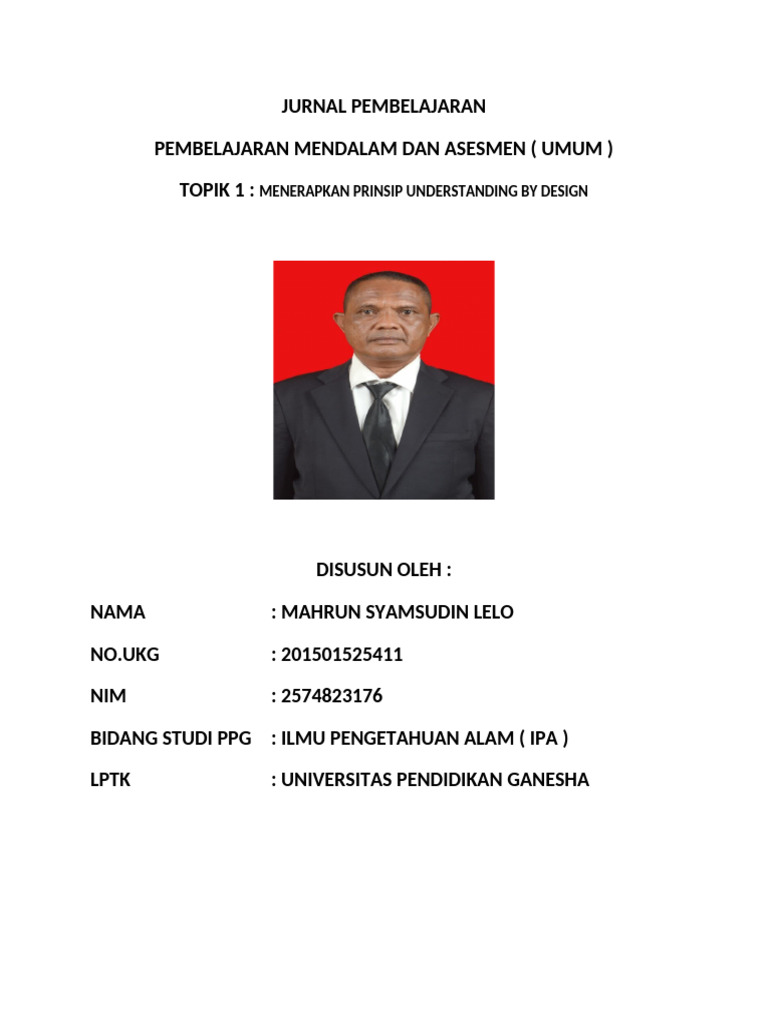 Jurnal Pembelajaran UbD PPG 2025 | PDF