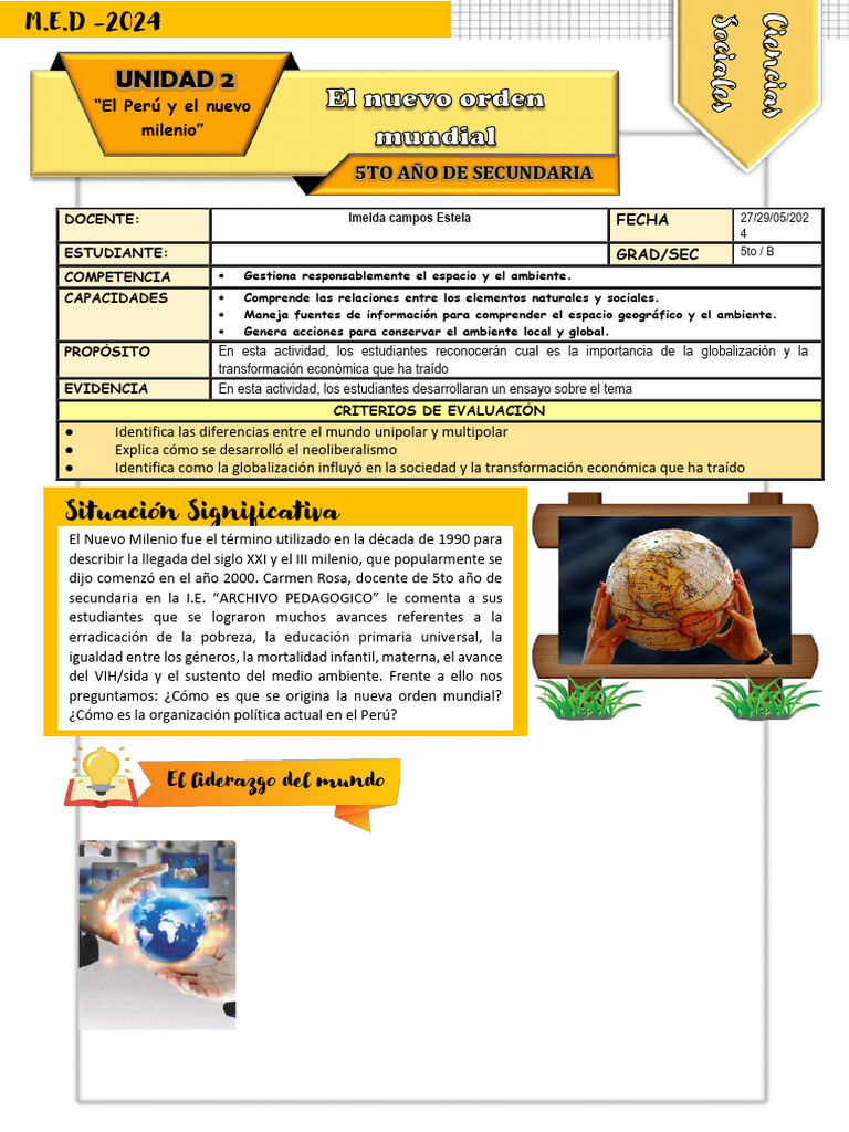 Ficha de Actividad CCSS 5° - Semana 2 Uni 2 Actividad 2 | PDF ...