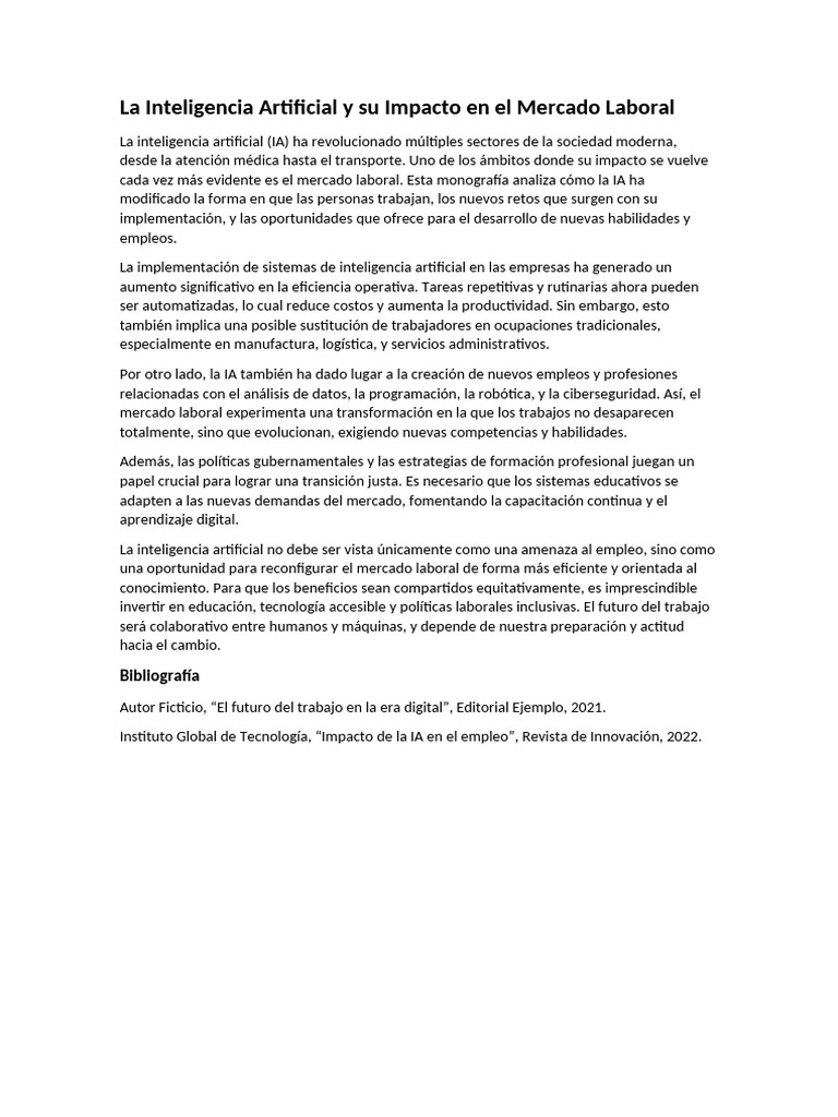 Impacto de la IA en el Mercado Laboral | PDF