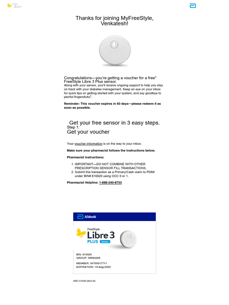 Thanks For Joining The MyFreeStyle Program - FreeStyle Libre US | PDF ...