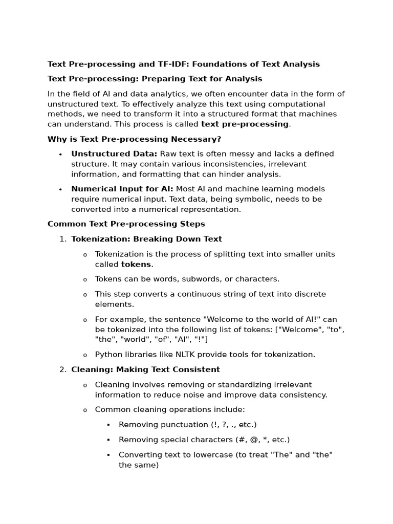 Text Pre-processing and TF-IDF Guide | PDF | Computing | Information ...
