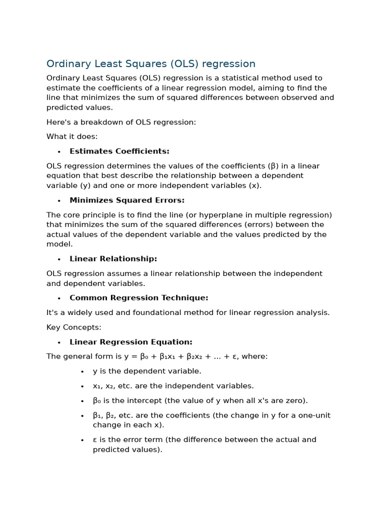 Understanding OLS Regression Basics | PDF | Linear Regression ...