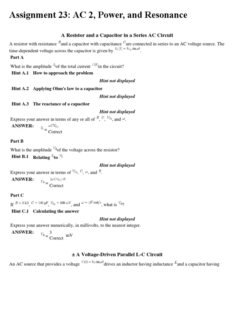 AC Circuit Analysis: Resistors & Capacitors | PDF | Capacitor | Series ...