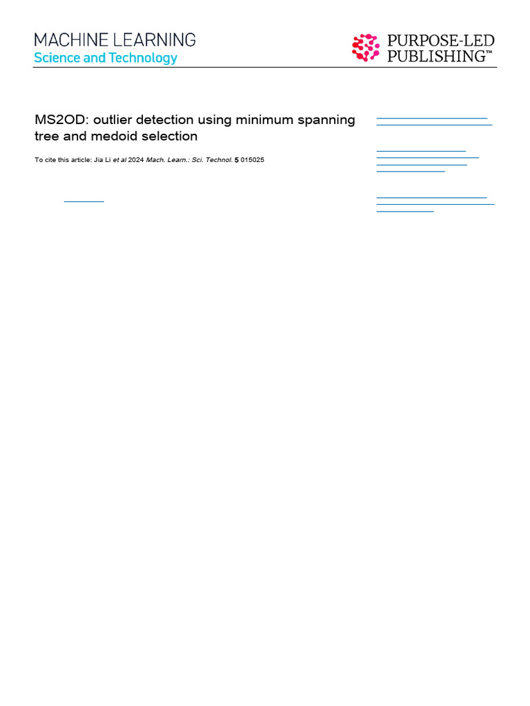 Outlier Detection via MST and Medoid Selection | PDF | Cluster Analysis ...
