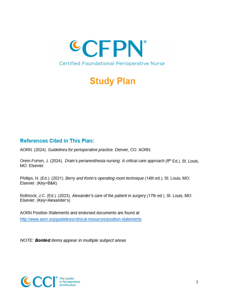 CFPN Study Plan 2021 | PDF | Surgery | Anesthesia