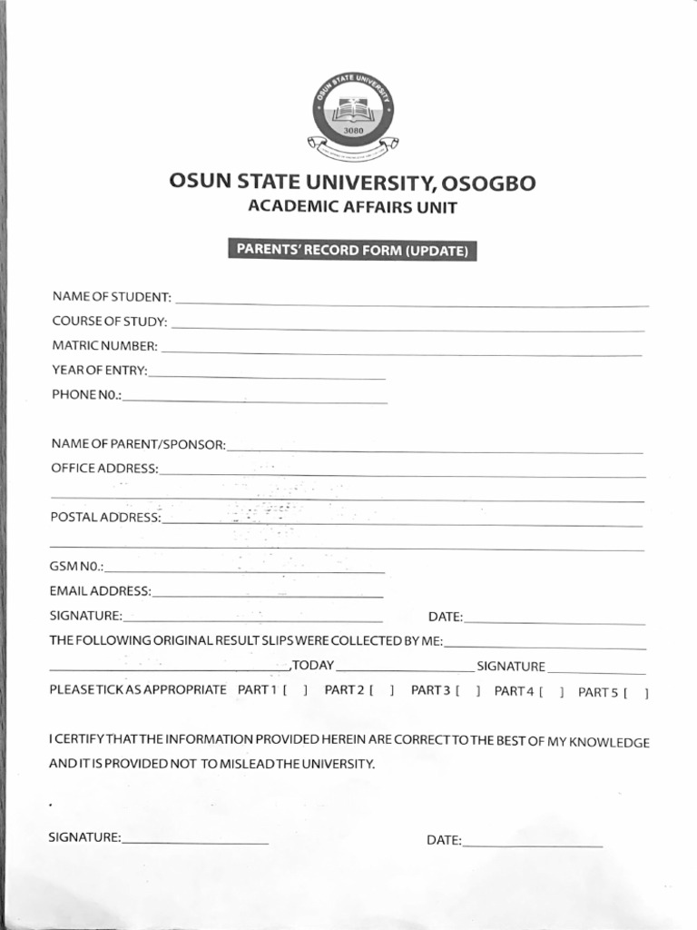 Parent Record Form 230725 143355 | PDF