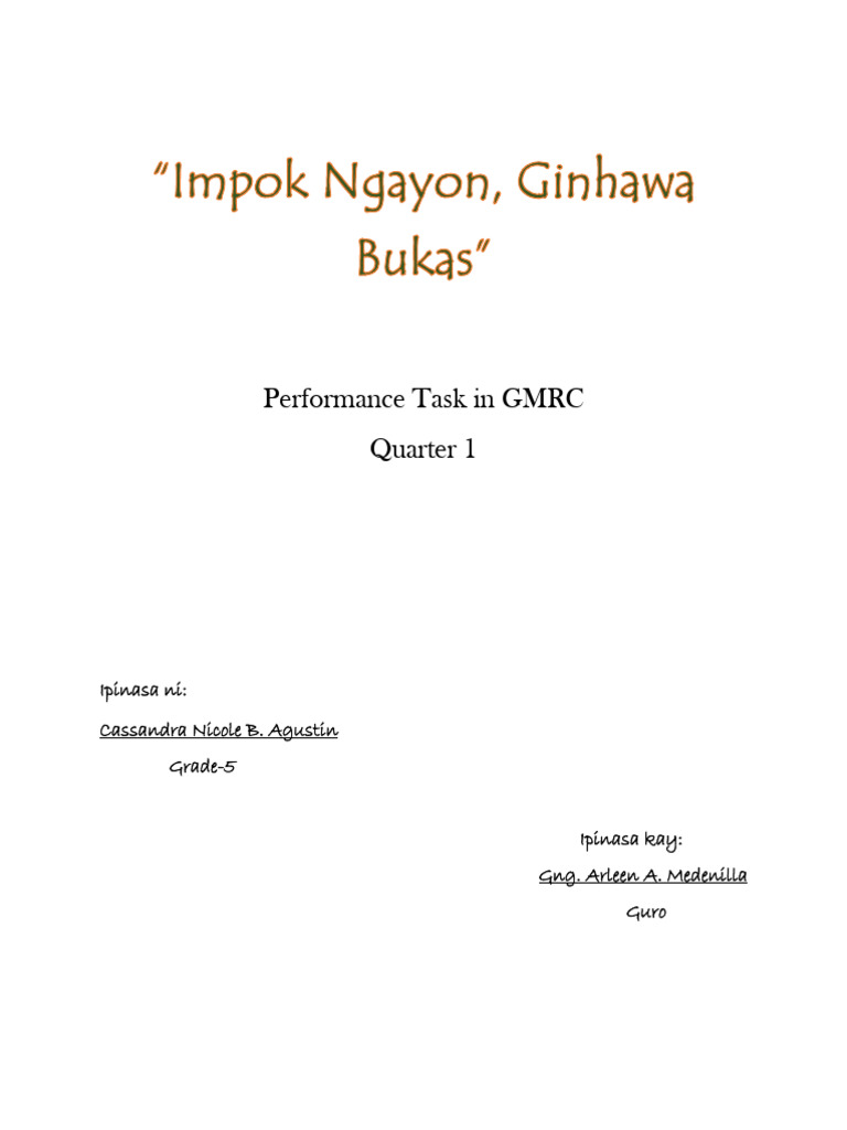 GMRC Grade 5 Performance Task Q1 | PDF
