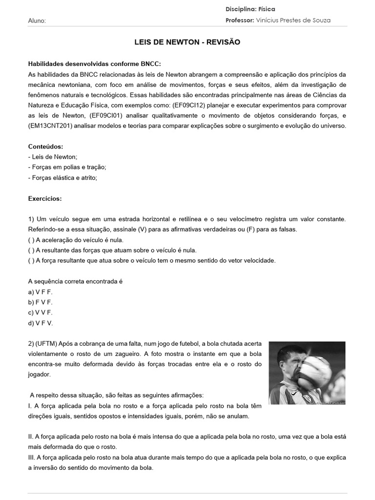 Revisão das Leis de Newton | PDF | Leis do Movimento de Newton | Atrito