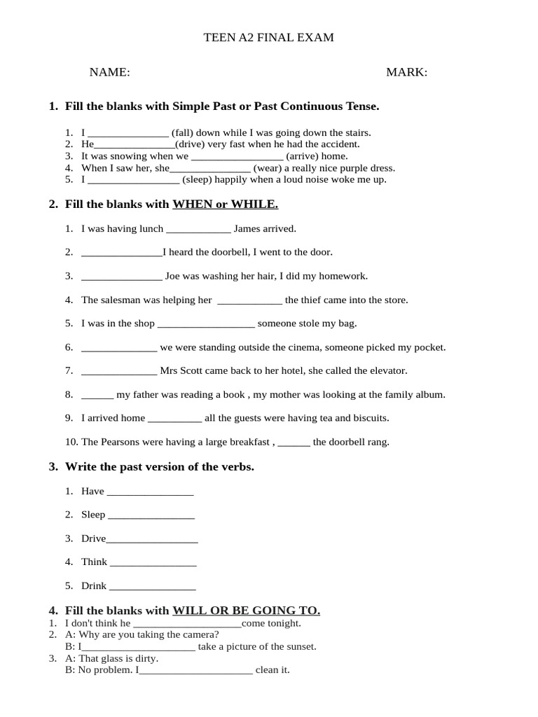 Teen A2 Final Exam | PDF