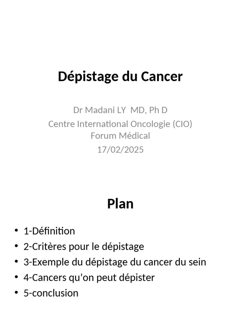 Dépistage du Cancer : Méthodes et Critères | PDF | Cancer du sein | Cancer