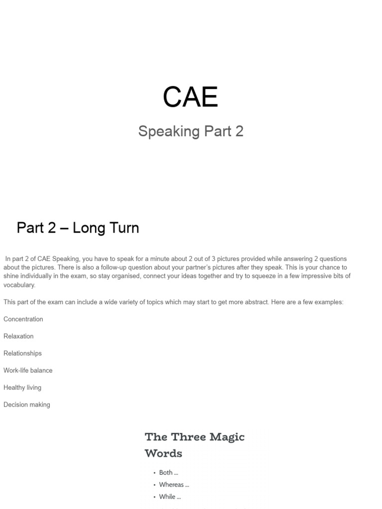 CAE Speaking Part 2 | PDF