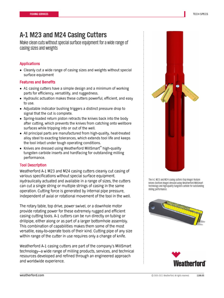 A-1 M23 & M24 Casing Cutters Overview | PDF | Mechanical Engineering ...