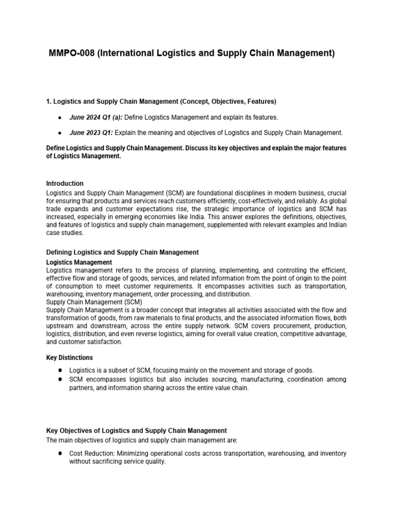 Logistics and SCM Overview in India | PDF | Logistics | Supply Chain ...