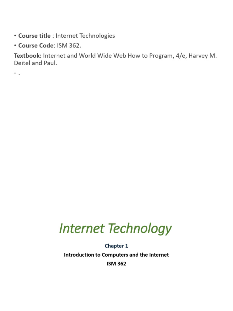 Internet Technologies Overview: ISM 362 | PDF | World Wide Web ...