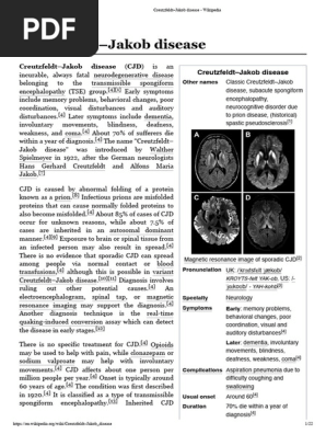Overview of Creutzfeldt–Jakob Disease | PDF | Diseases And