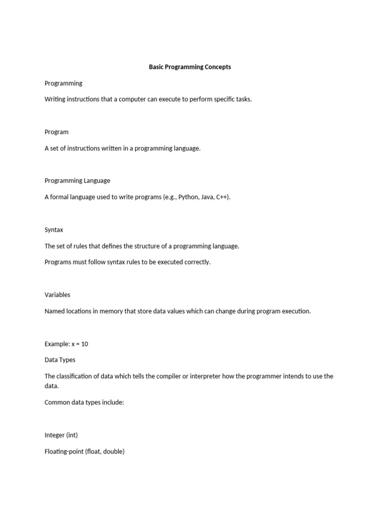 Essential Programming Concepts Explained | PDF | Programming Language ...
