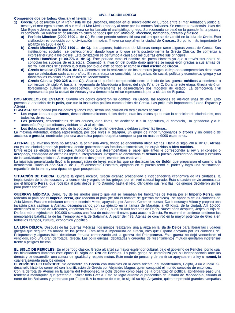 Historia de la Civilización Griega | PDF | Esparta | Antigua Grecia