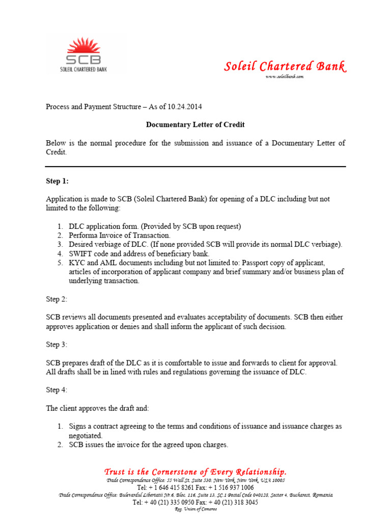 DLC Issuance Procedure at SCB | PDF | Letter Of Credit | Business