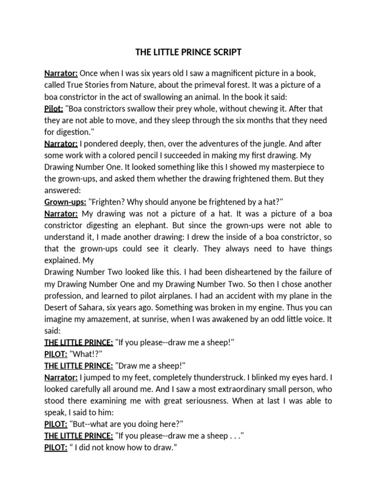 The Little Prince Script Excerpt | PDF | The Little Prince