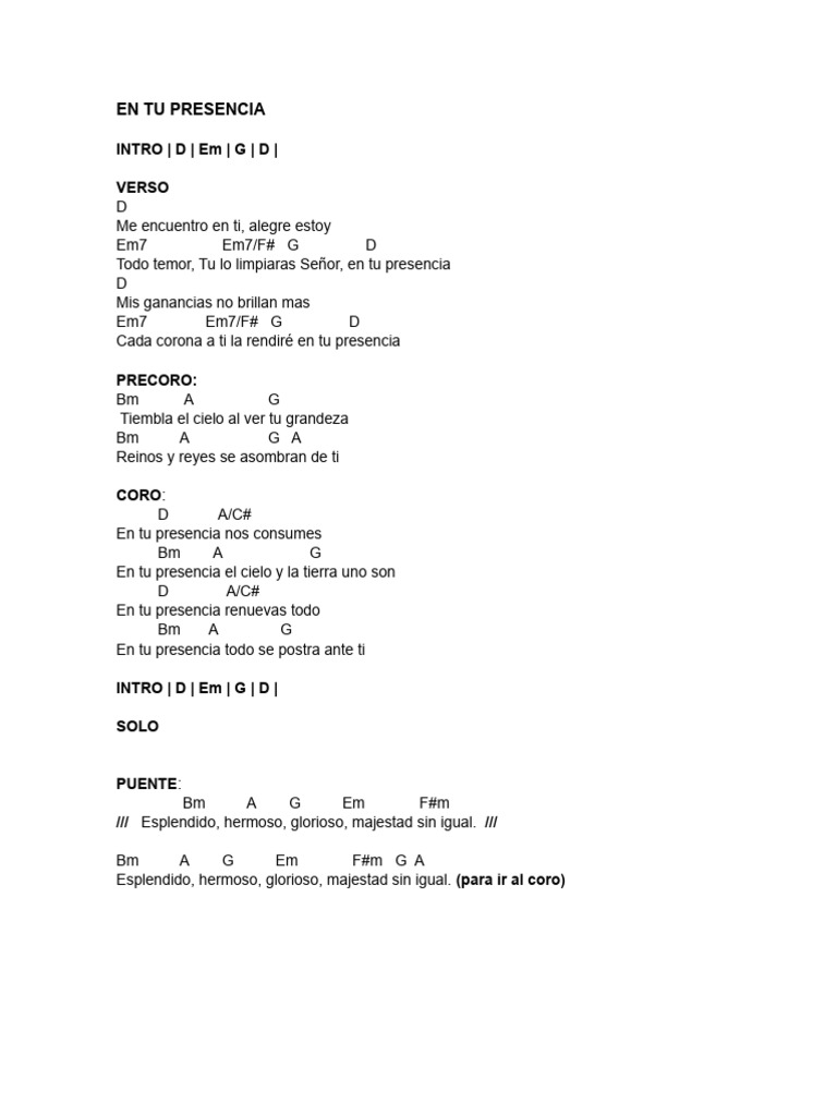 En Tu Presencia: Letra y Significado | PDF