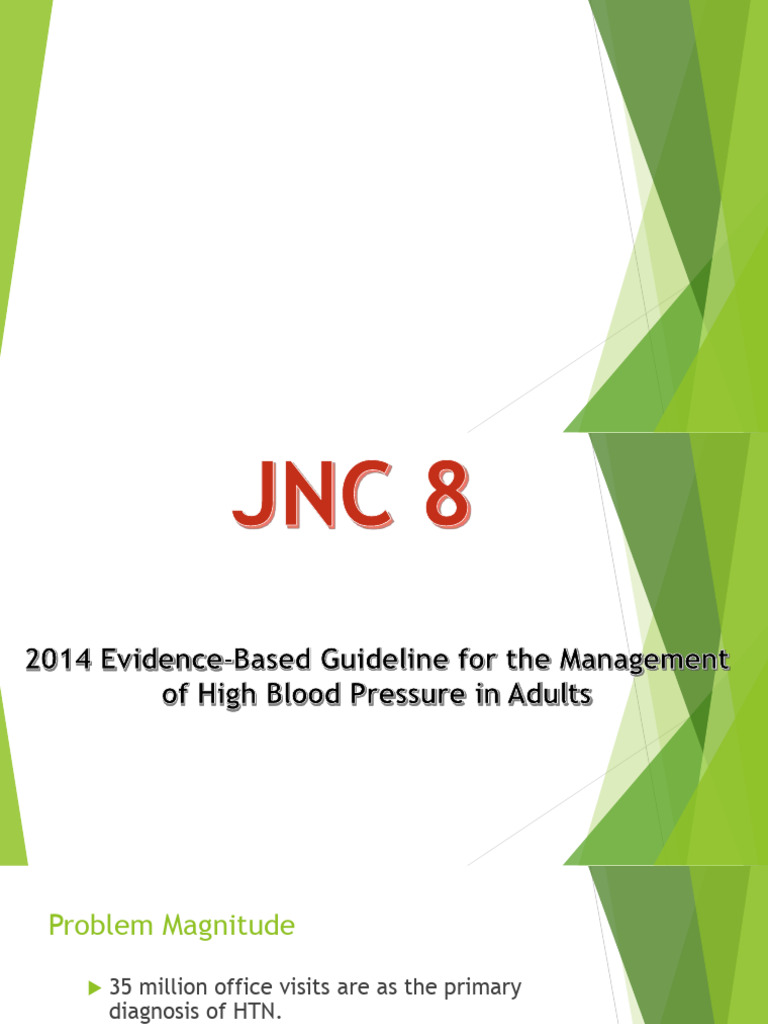 JNC 8 Hypertension Management Guidelines | PDF | Hypertension | Blood ...