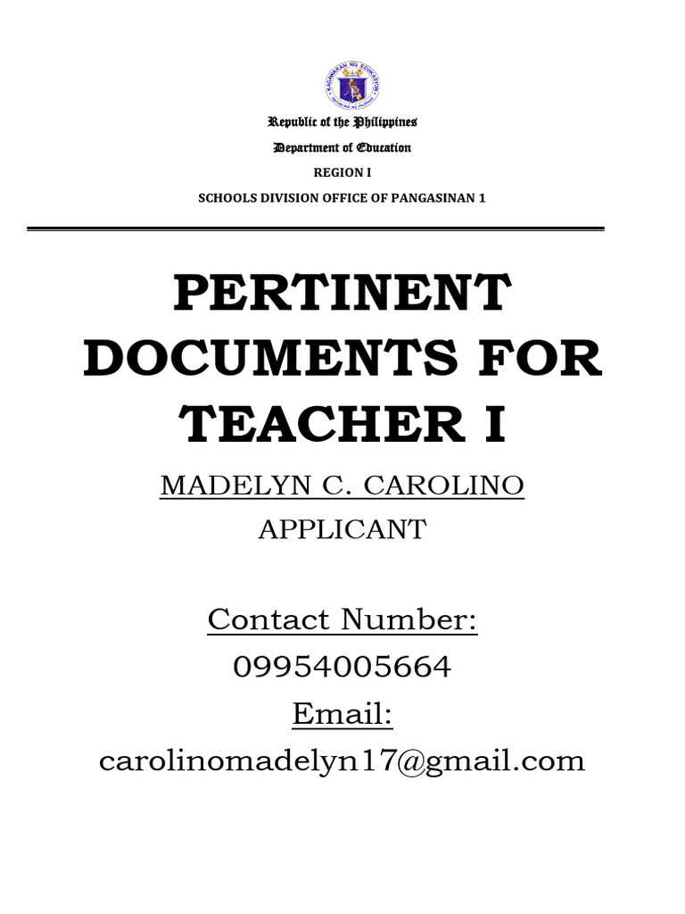 Teacher I Application Documents | PDF