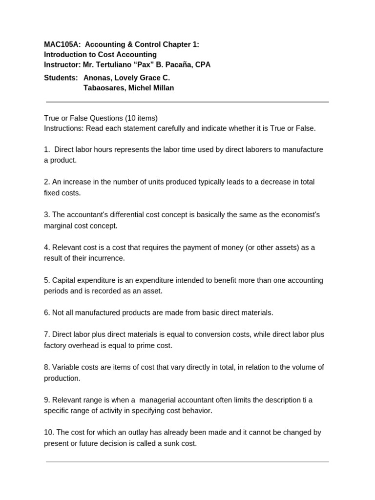 Mac105a Cost-Accounting-control Chap2-Questionnaire - PDF 20250612 ...