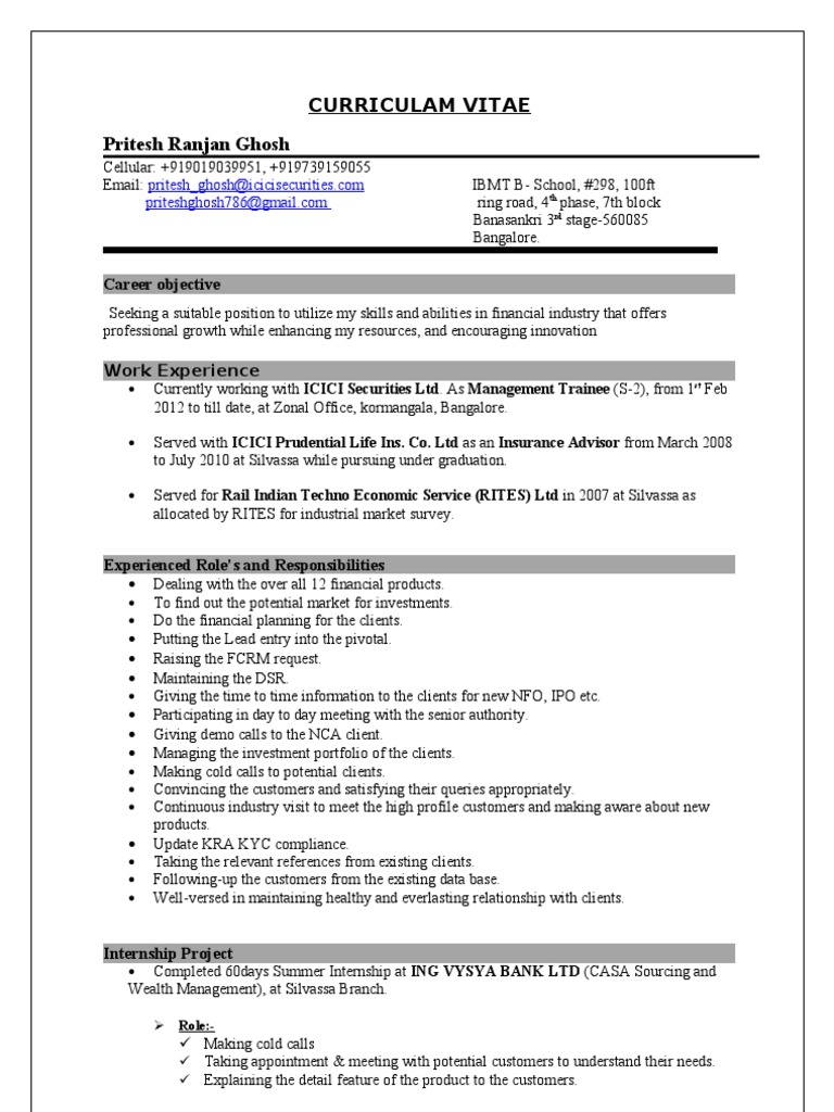 Pritesh Ranjan Ghosh's CV | PDF | Economies | Business