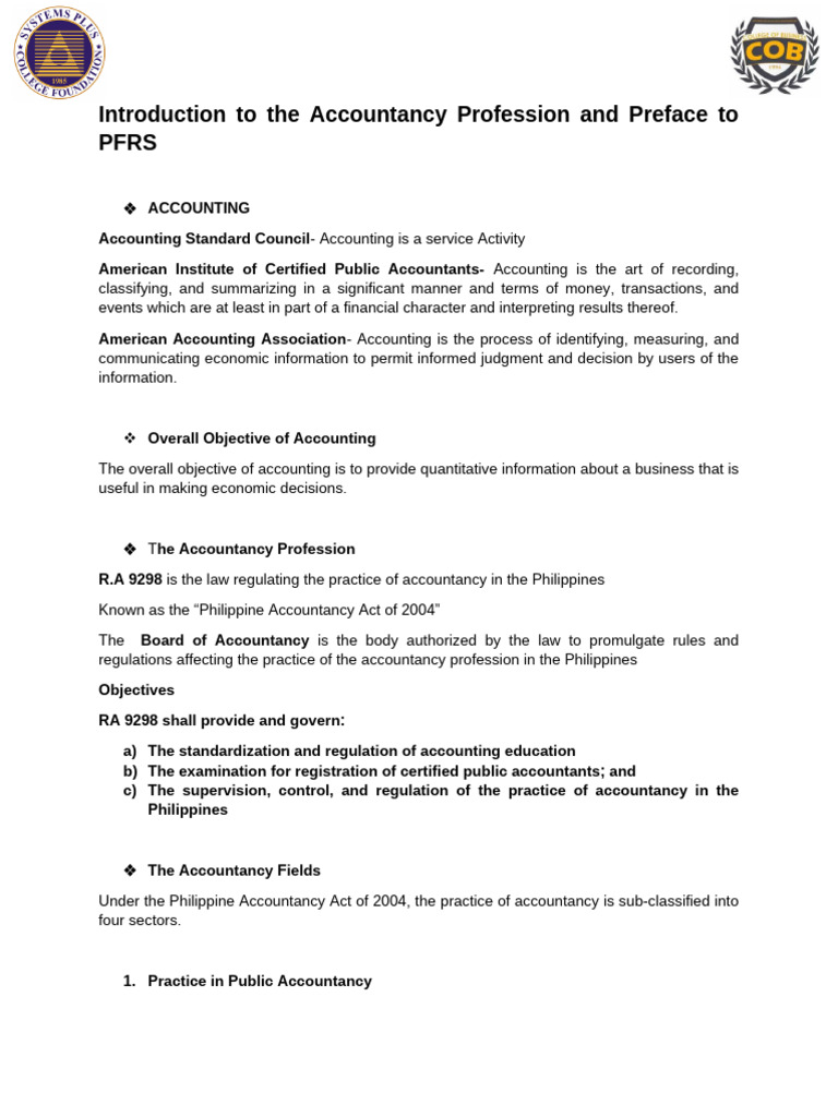 Introduction To Accountancy Profession and Standard Bodies | PDF ...
