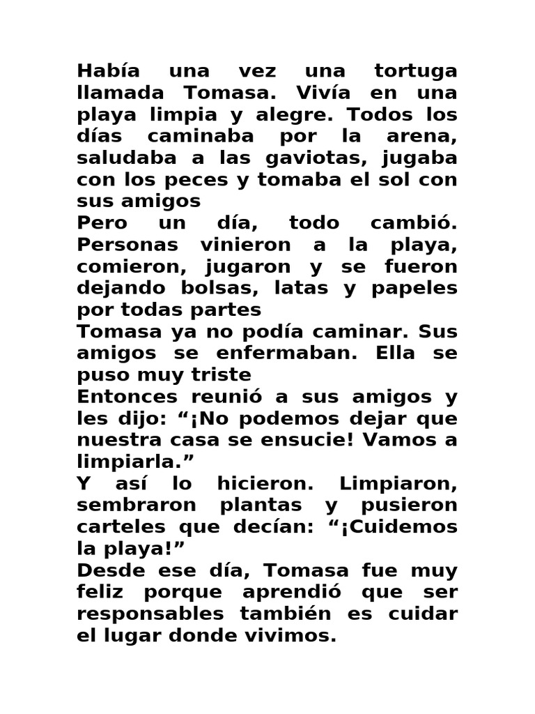 Había Una Vez Una Tortuga Llamada Tomasa | PDF