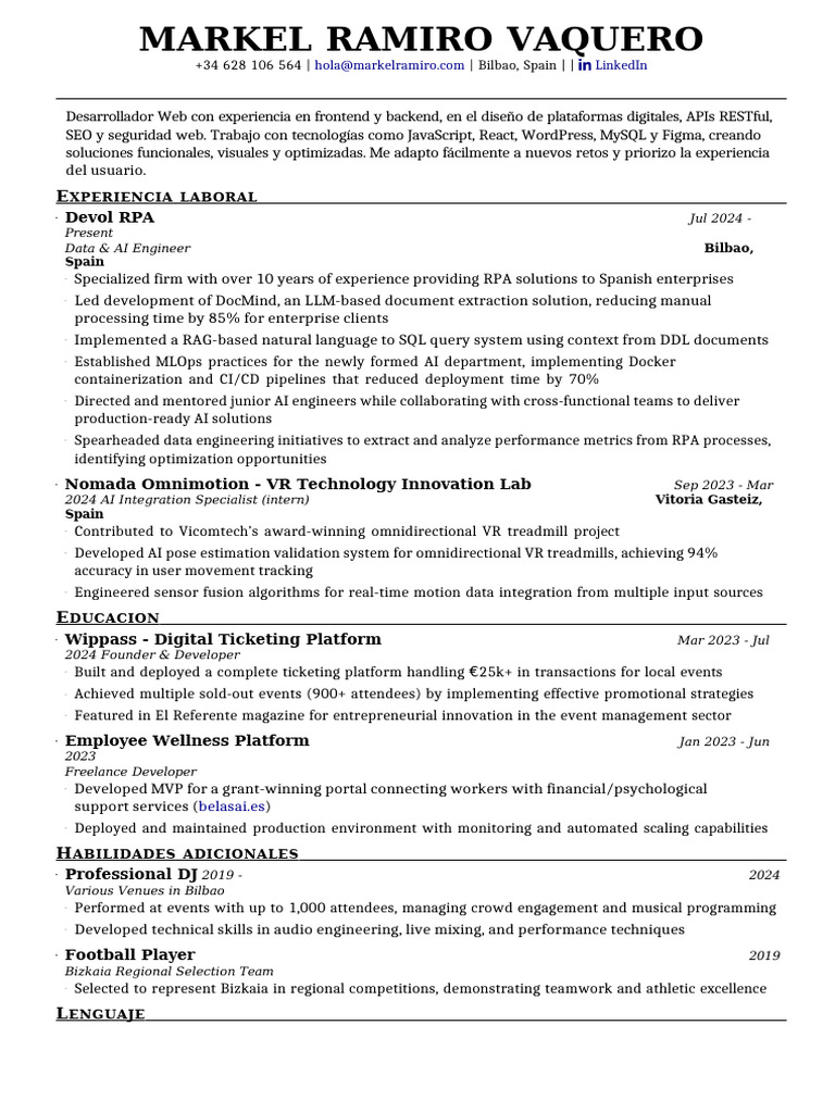 CV for Web Developer & AI Engineer | PDF | Computing | Information ...