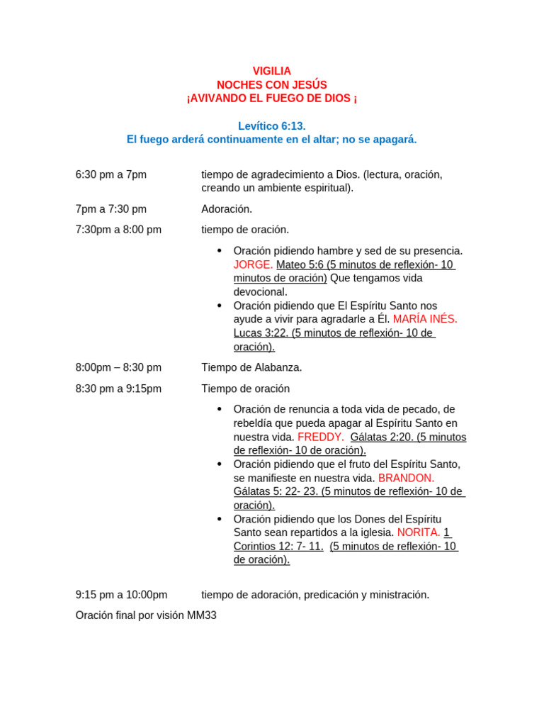 VIGILIA Noche Con Jesús | PDF