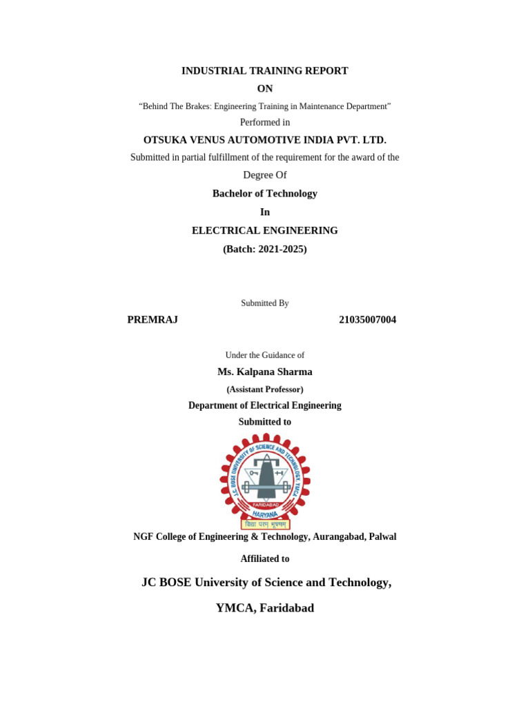 Industrial Training Report | PDF