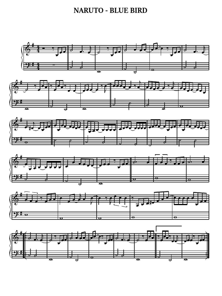 Partitura Piano: Naruto - Blue Bird | PDF | Ajedrez