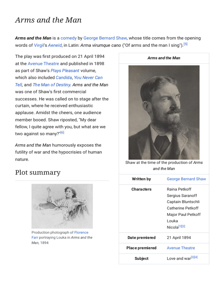 Arms and The Man - Wikipedia | PDF