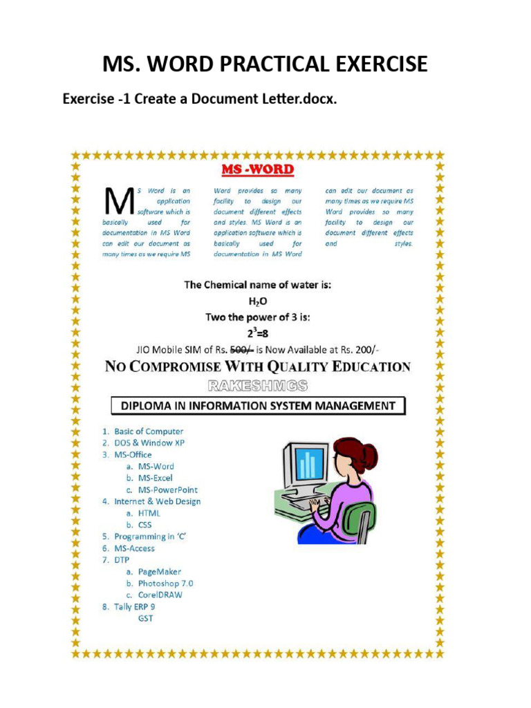 MS Word Practical Exercises Guide | PDF