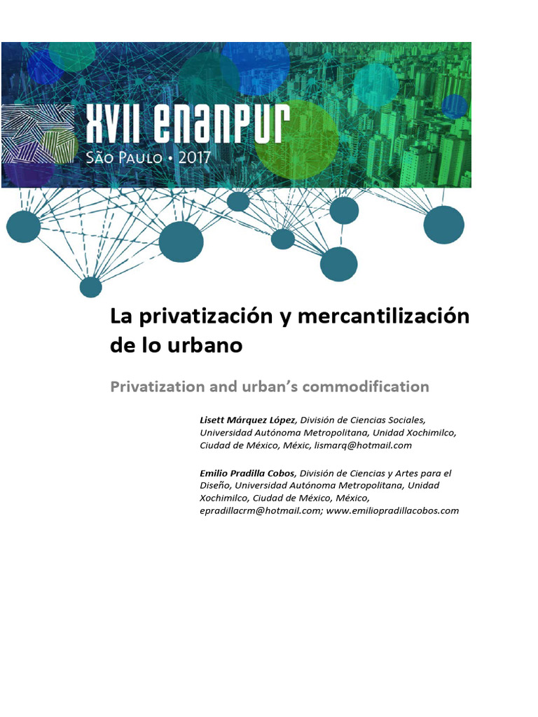 La Privatización y Mercantilización de Lo Urbano | PDF | Capital ...