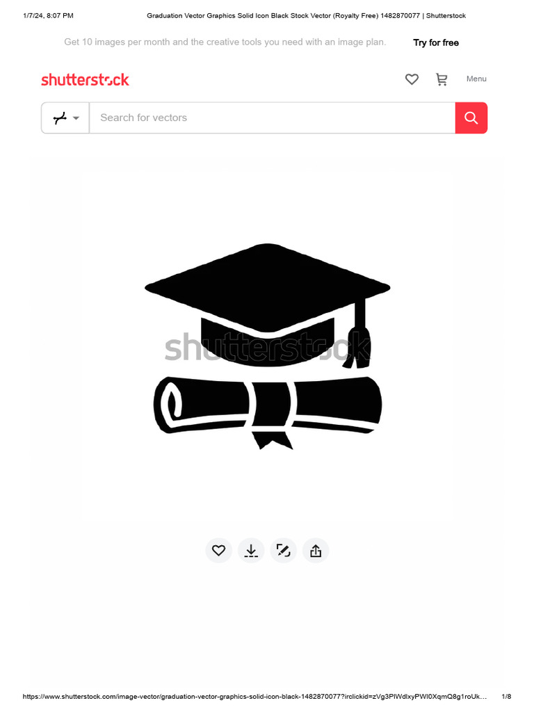 Graduation Vector Graphics Solid Icon Black Stock Vector (Royalty Free ...