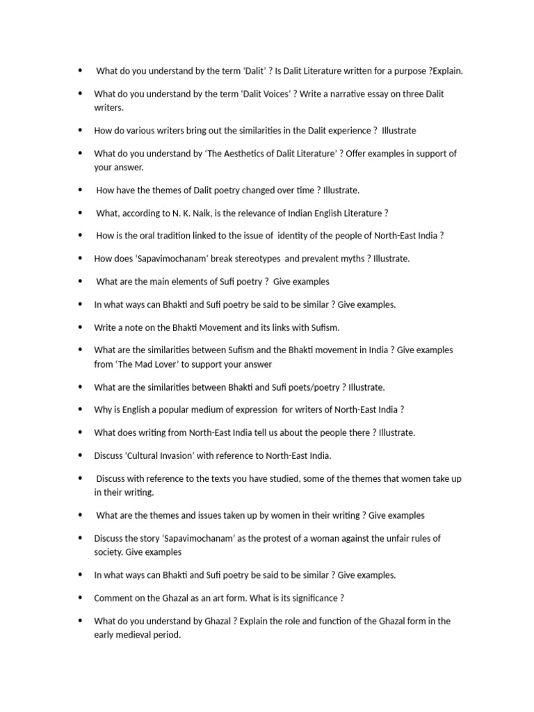 Important Questions For Ba BEGC-132 | PDF | Sufism | Poetry
