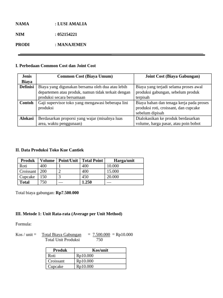 Perbedaan Common Cost dan Joint Cost | PDF
