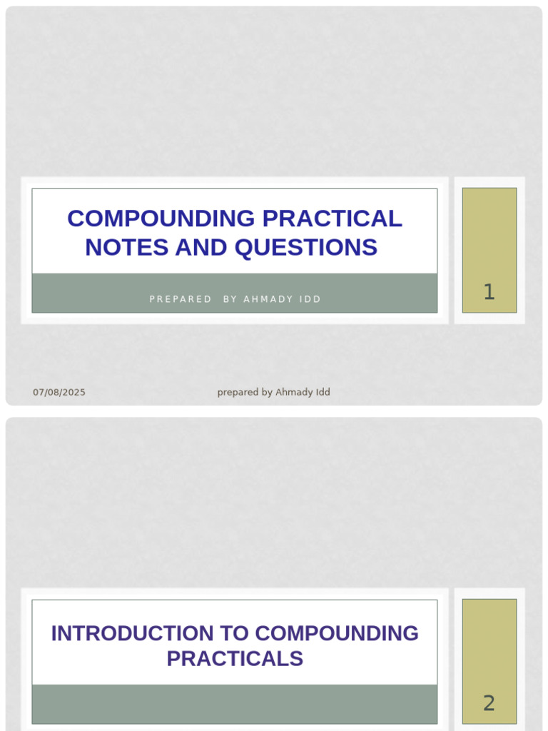 Compounding Practical Notes Guide | PDF | Iodine | Purified Water