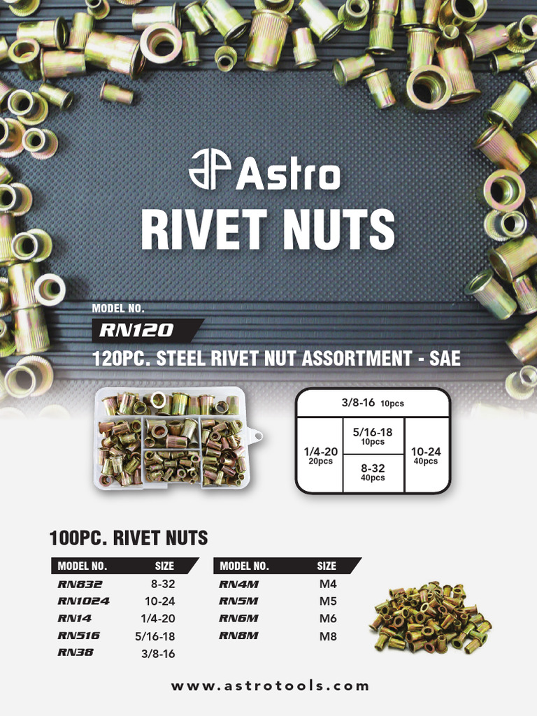 100PC Rivet Nuts Assortment Guide | PDF