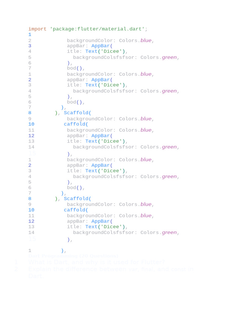 Flutter Dicee App Code Example | PDF | Scaffolding | Manufactured Goods