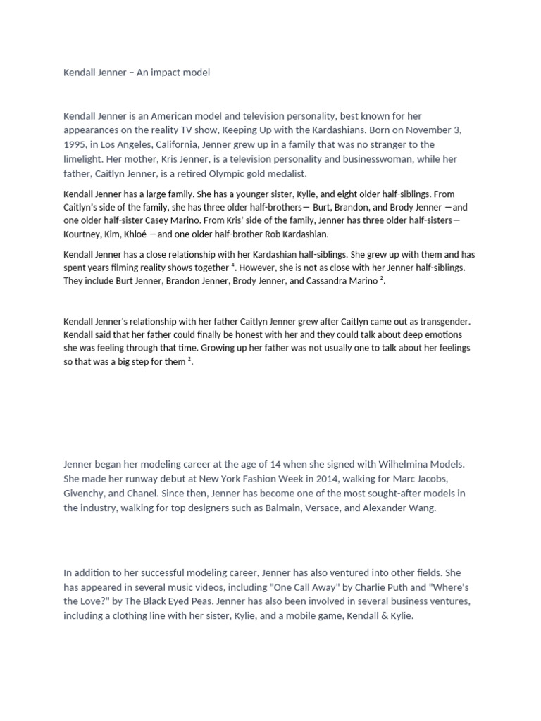 Kendall Jenner: Model and Advocate | PDF