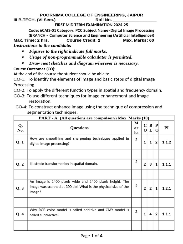 Digital Image Processing Midterm Exam | PDF | Sampling (Signal ...