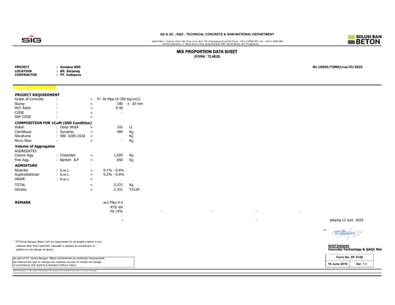 No 10035 PT - Indopora-Kampus BSD - Cust | PDF | Structural Engineering ...
