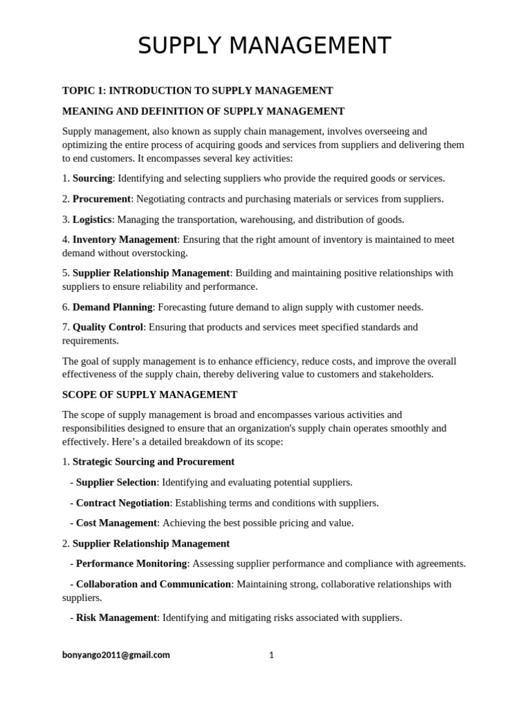 Overview of Supply Management Practices | PDF | Logistics | Supply Chain