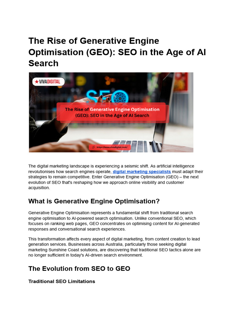 The Rise of Generative Engine Optimisation (GEO) - SEO in The Age of AI ...