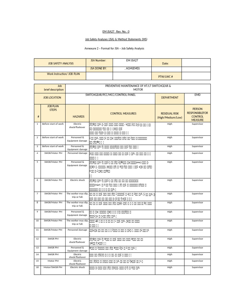 Emd Jsa27-Swgr & Motor PM | PDF
